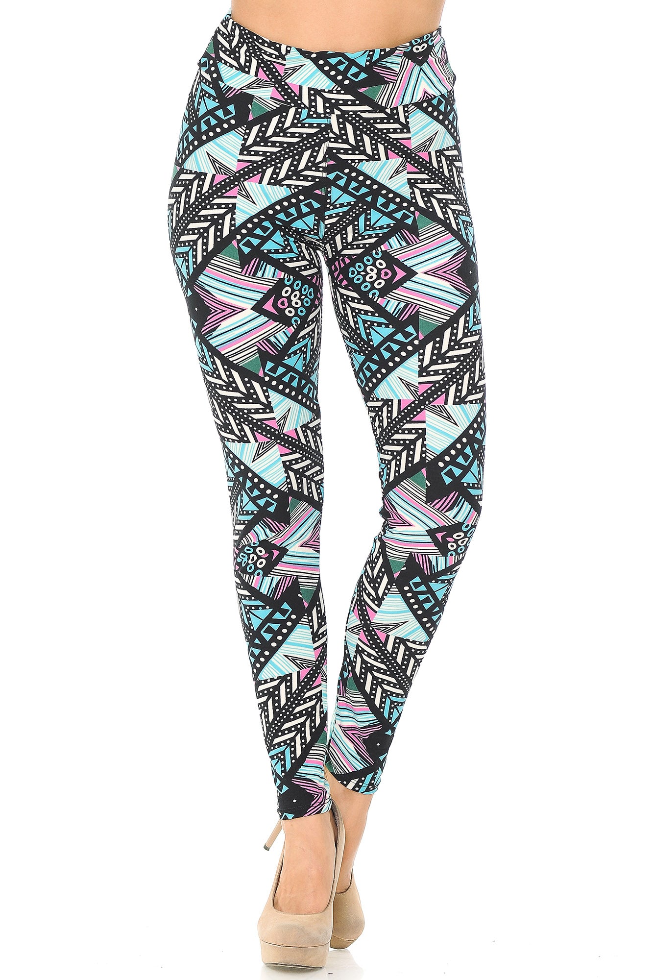 Wholesale Buttery Smooth Melodic Emerald Tribal High Waisted Leggings