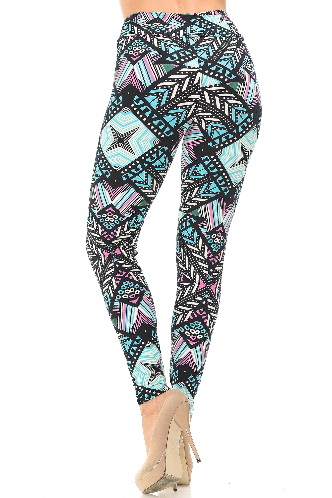 Wholesale Buttery Smooth Melodic Emerald Tribal High Waisted Leggings