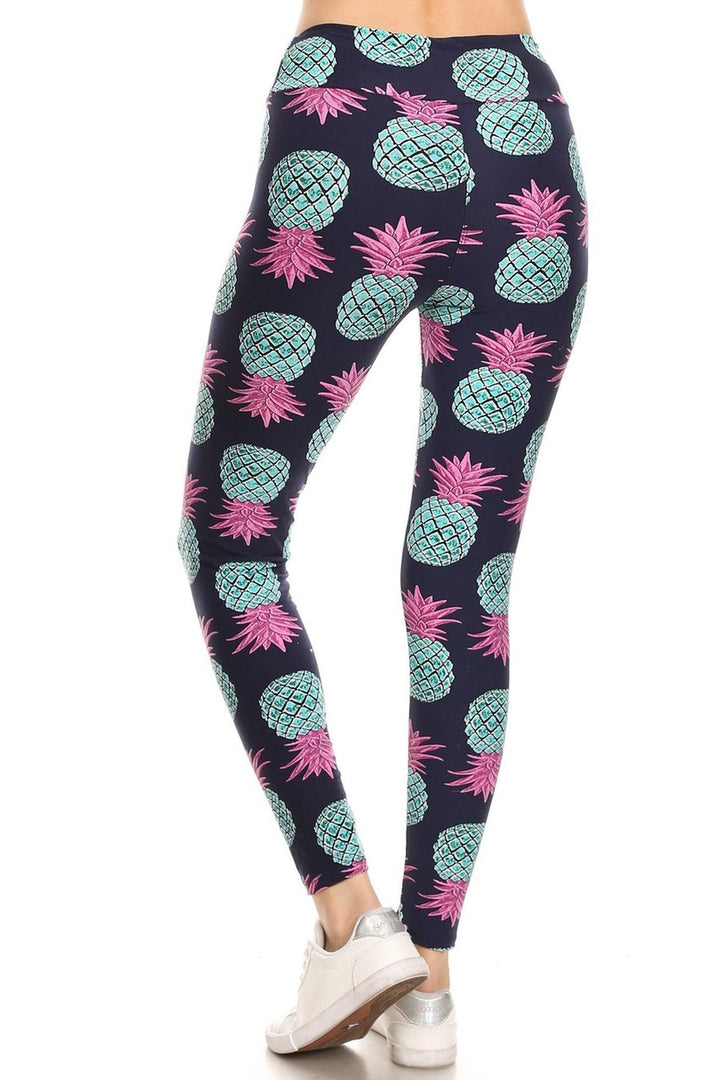 Wholesale Buttery Soft Teal Pineapple High Waisted Leggings - EEVEE