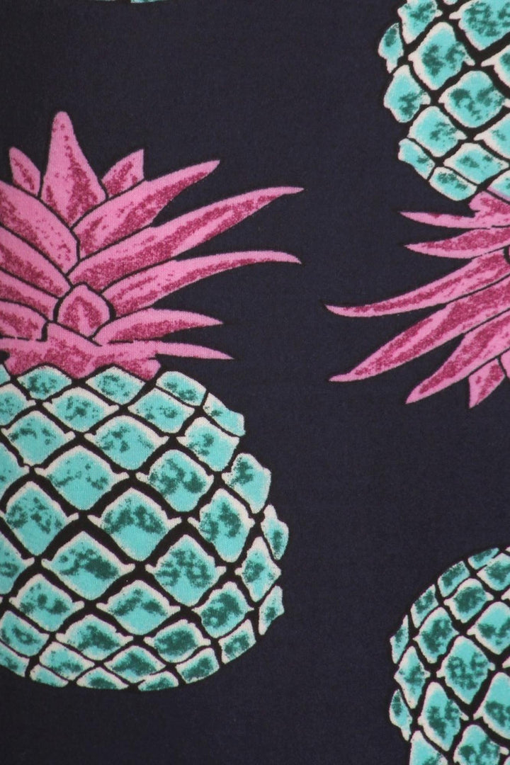 Wholesale Buttery Soft Teal Pineapple High Waisted Leggings - EEVEE