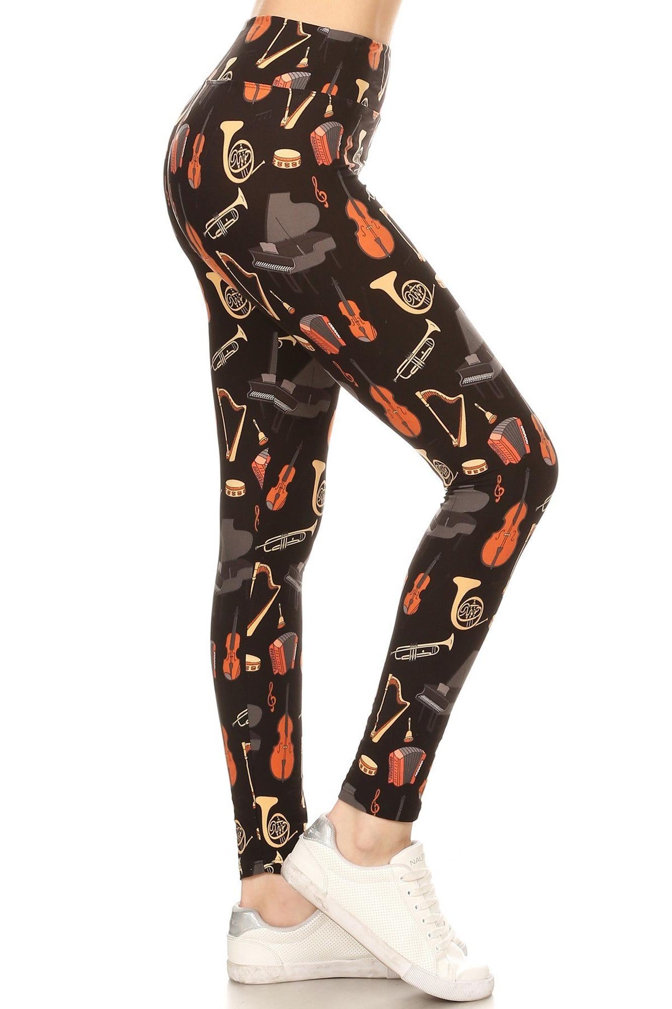 Wholesale Buttery Soft Musical Instrument High Waisted Plus Size Leggings