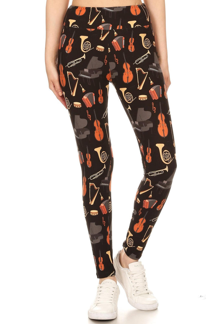 Wholesale Buttery Soft Musical Instrument High Waisted Plus Size Leggings
