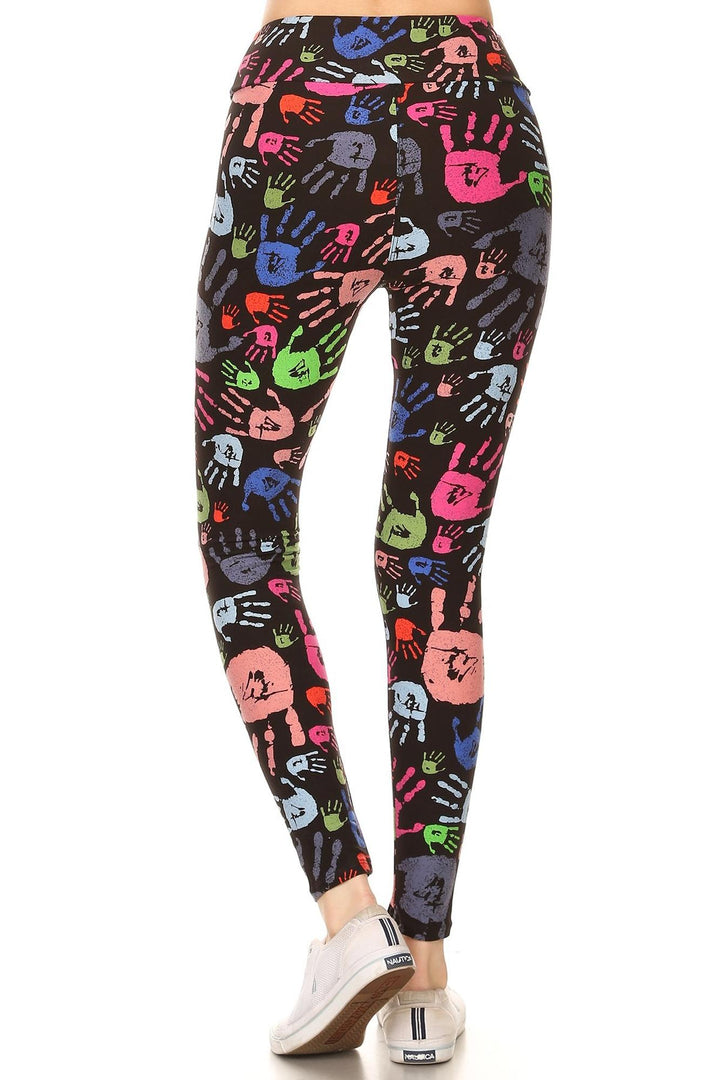 Wholesale Buttery Smooth Colorful Hand Print High Waist Plus Size Leggings