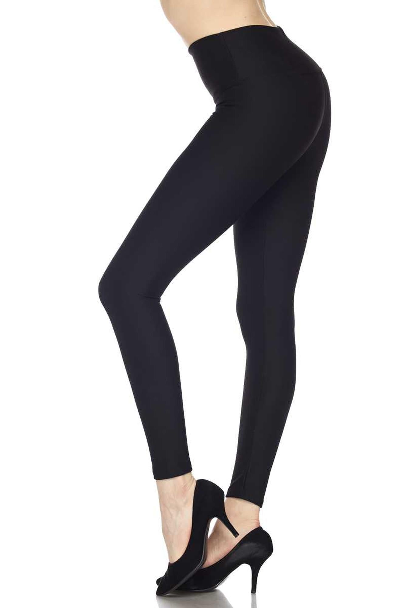 Wholesale Silky Smooth Black Scuba High Waisted Leggings - 5 Inch