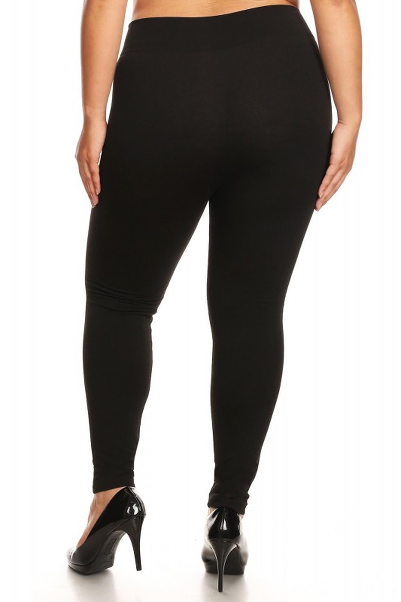 Wholesale Premium Fit French Terry Plus Size Leggings - Black Charcoal - 2 Pack