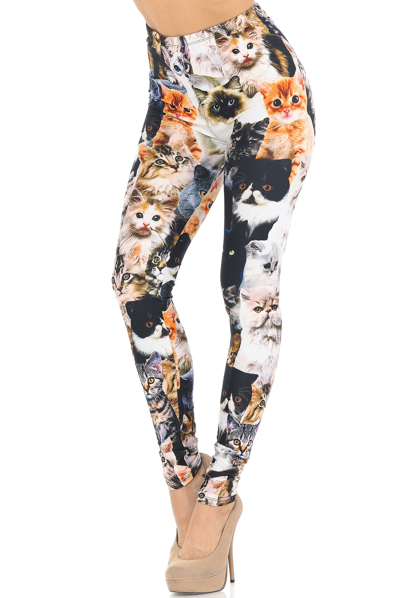 Wholesale Creamy Soft Cat Collage Extra Small Leggings - USA Fashion