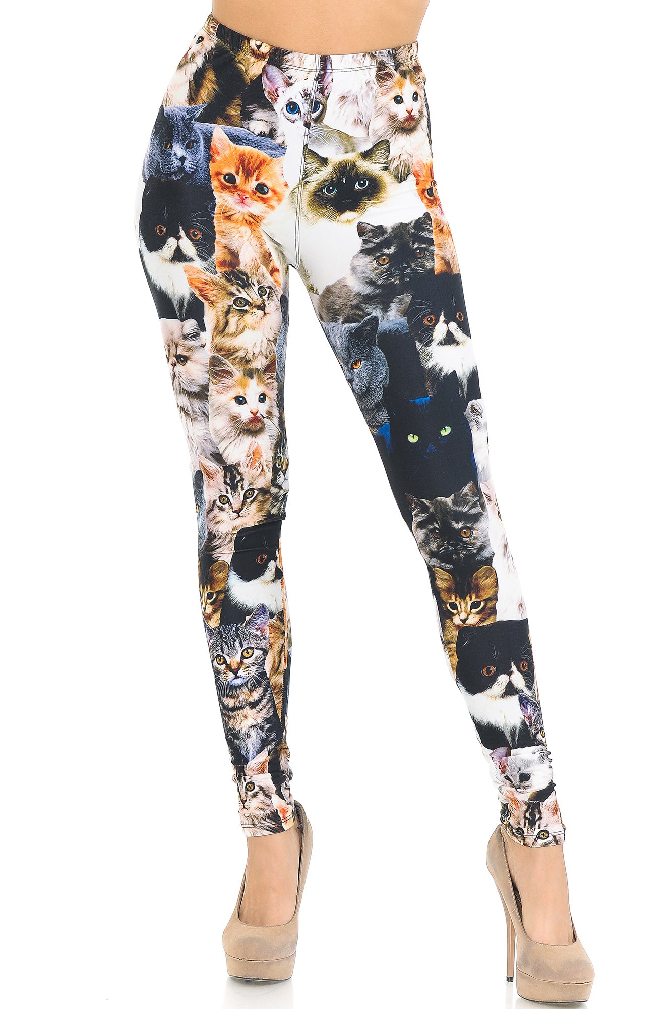 Wholesale Creamy Soft Cat Collage Extra Small Leggings - USA Fashion