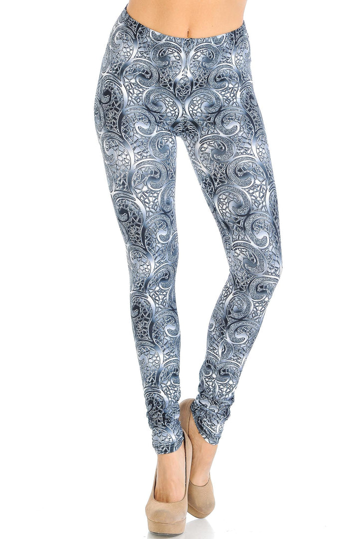Wholesale Creamy Soft Swirling Crystal Glass Extra Small Leggings - USA Fashion