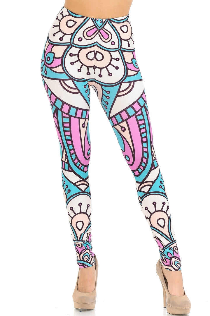 Wholesale Creamy Soft Cute Mandala Extra Small Leggings - USA Fashion