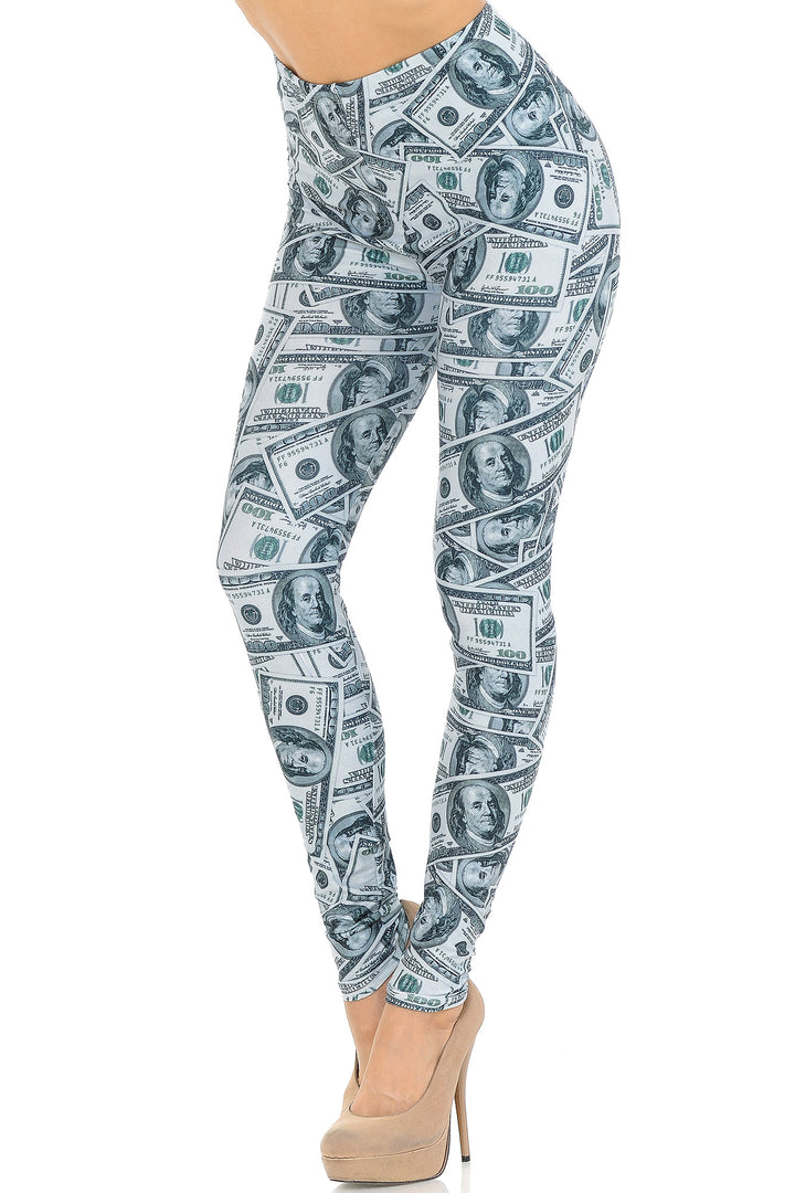 Wholesale Creamy Soft Raining Money Leggings - USA Fashion