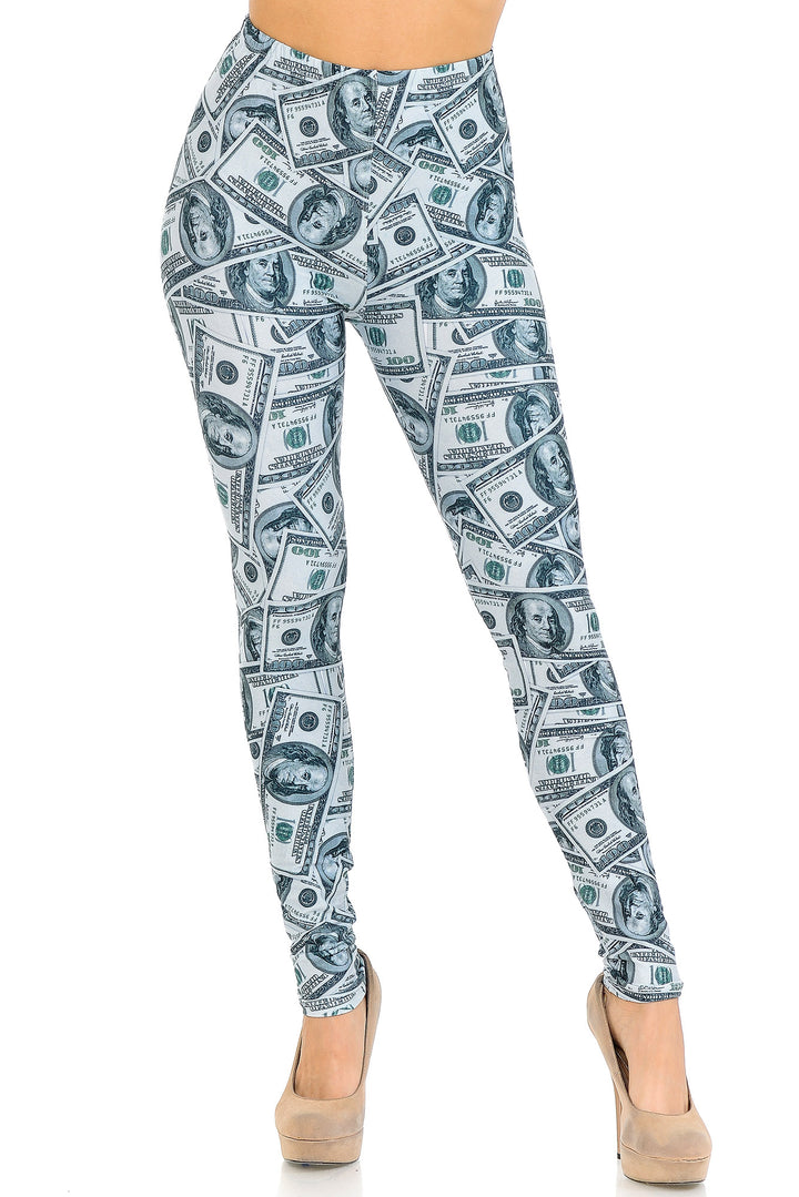 Wholesale Creamy Soft Raining Money Leggings - USA Fashion