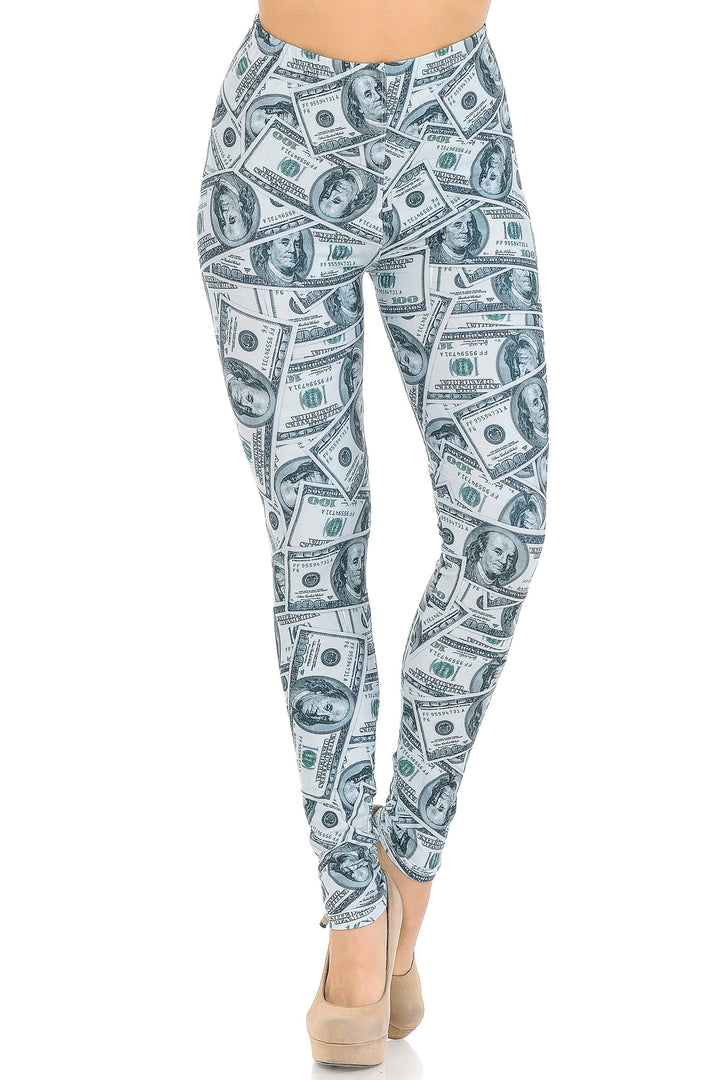 Wholesale Creamy Soft Raining Money Extra Small Leggings - USA Fashion
