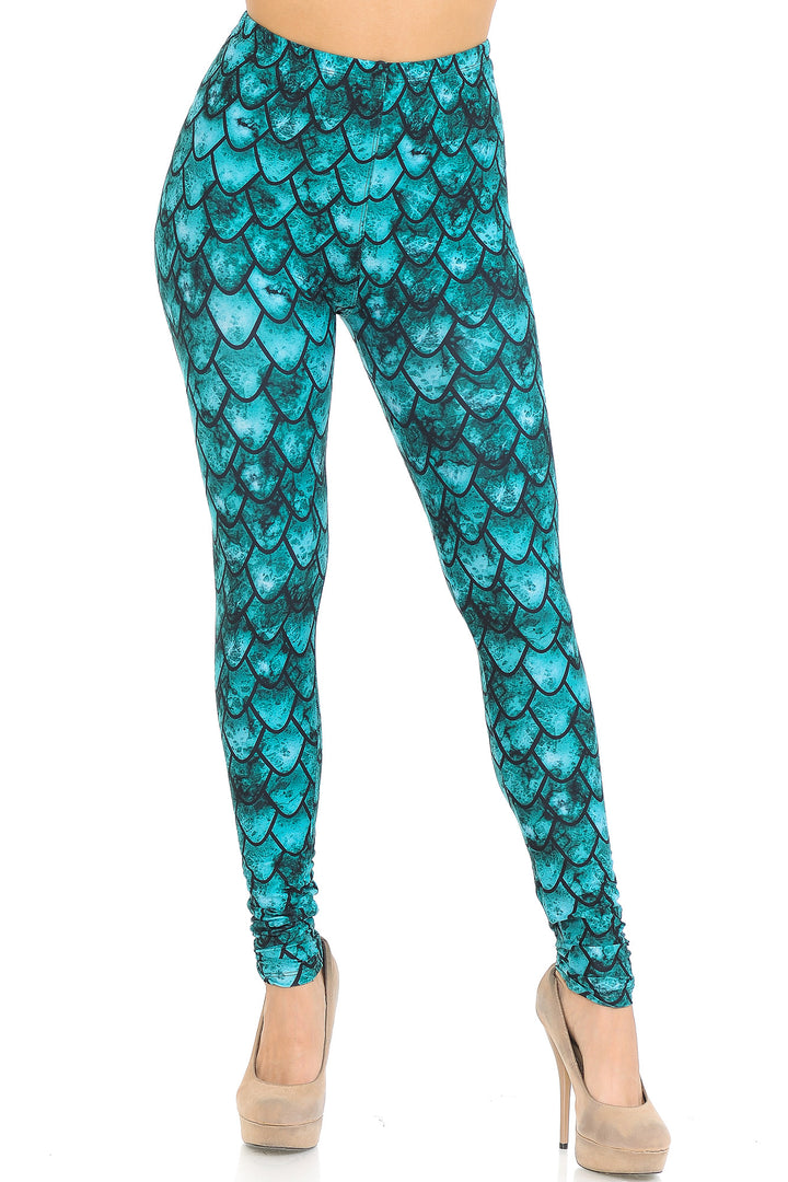 Wholesale Creamy Soft Green Dragon Leggings - USA Fashion