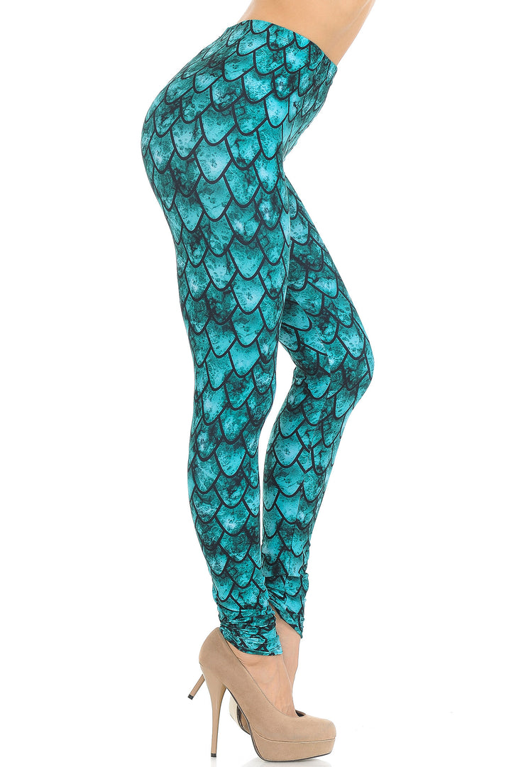 Wholesale Creamy Soft Green Dragon Leggings - USA Fashion