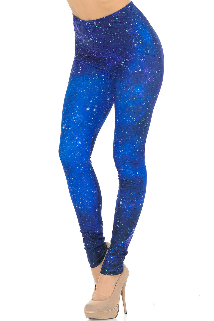 Wholesale Creamy Soft Blue Galaxy Leggings - USA Fashion