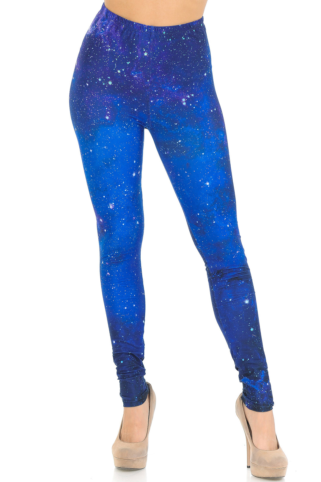 Wholesale Creamy Soft Blue Galaxy Leggings - USA Fashion