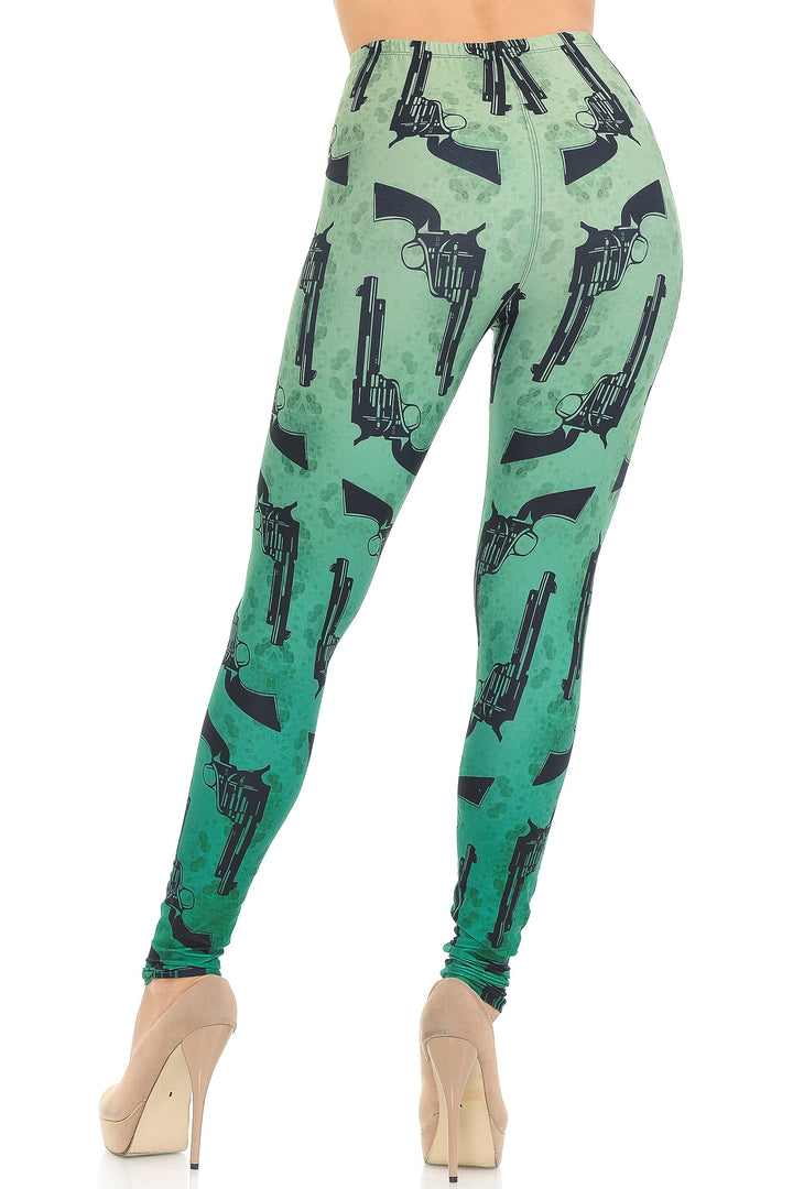 Wholesale Creamy Soft Ombre Green Guns Leggings - USA Fashion