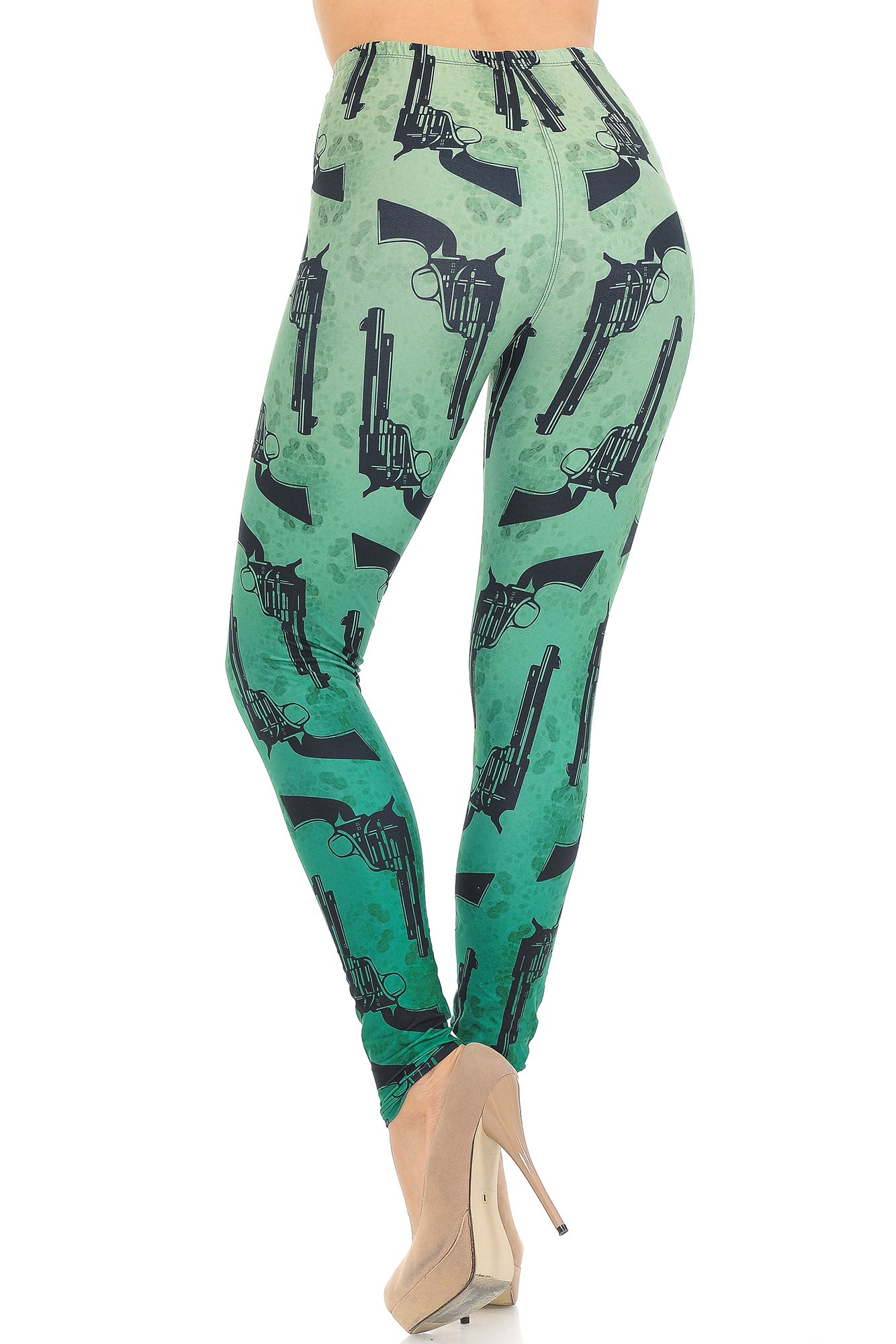 Wholesale Creamy Soft Ombre Green Guns Leggings - USA Fashion