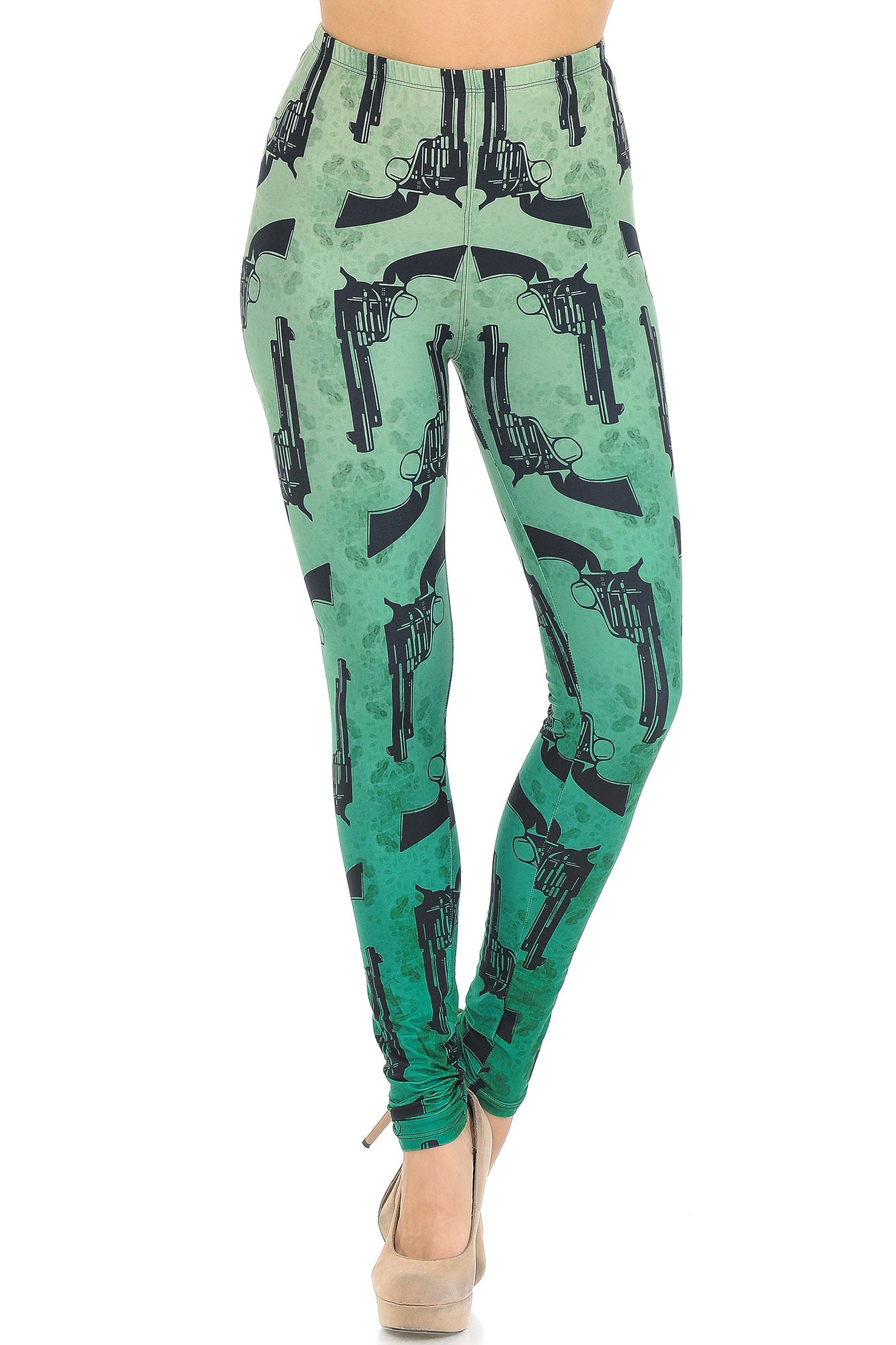 Wholesale Creamy Soft Ombre Green Guns Leggings - USA Fashion