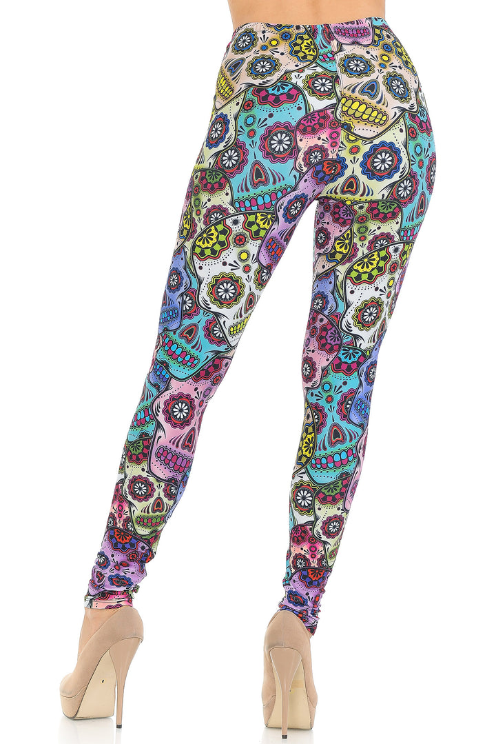 Wholesale Creamy Soft Sugar Skull Leggings - USA Fashion