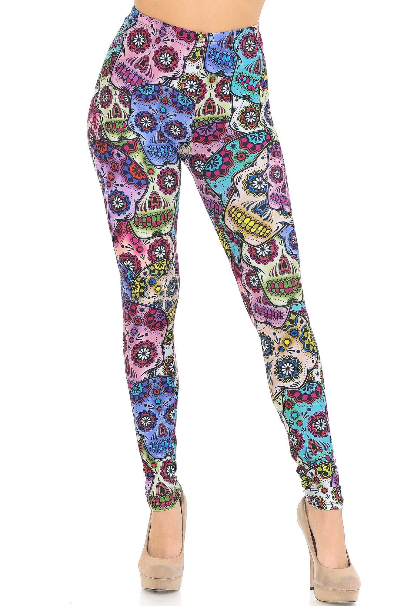 Wholesale Creamy Soft Sugar Skull Leggings - USA Fashion