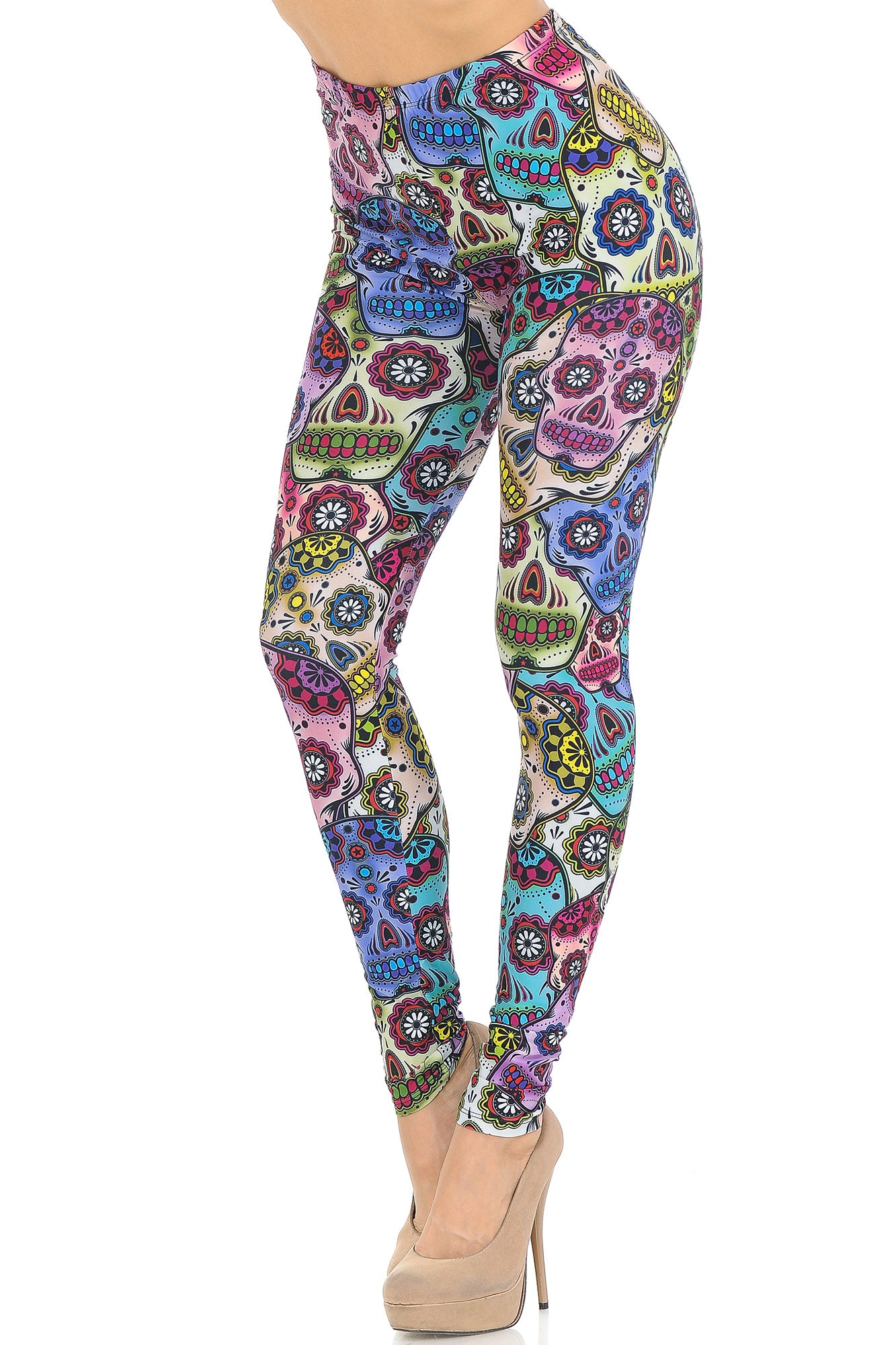 Wholesale Creamy Soft Sugar Skull Extra Small Leggings - USA Fashion