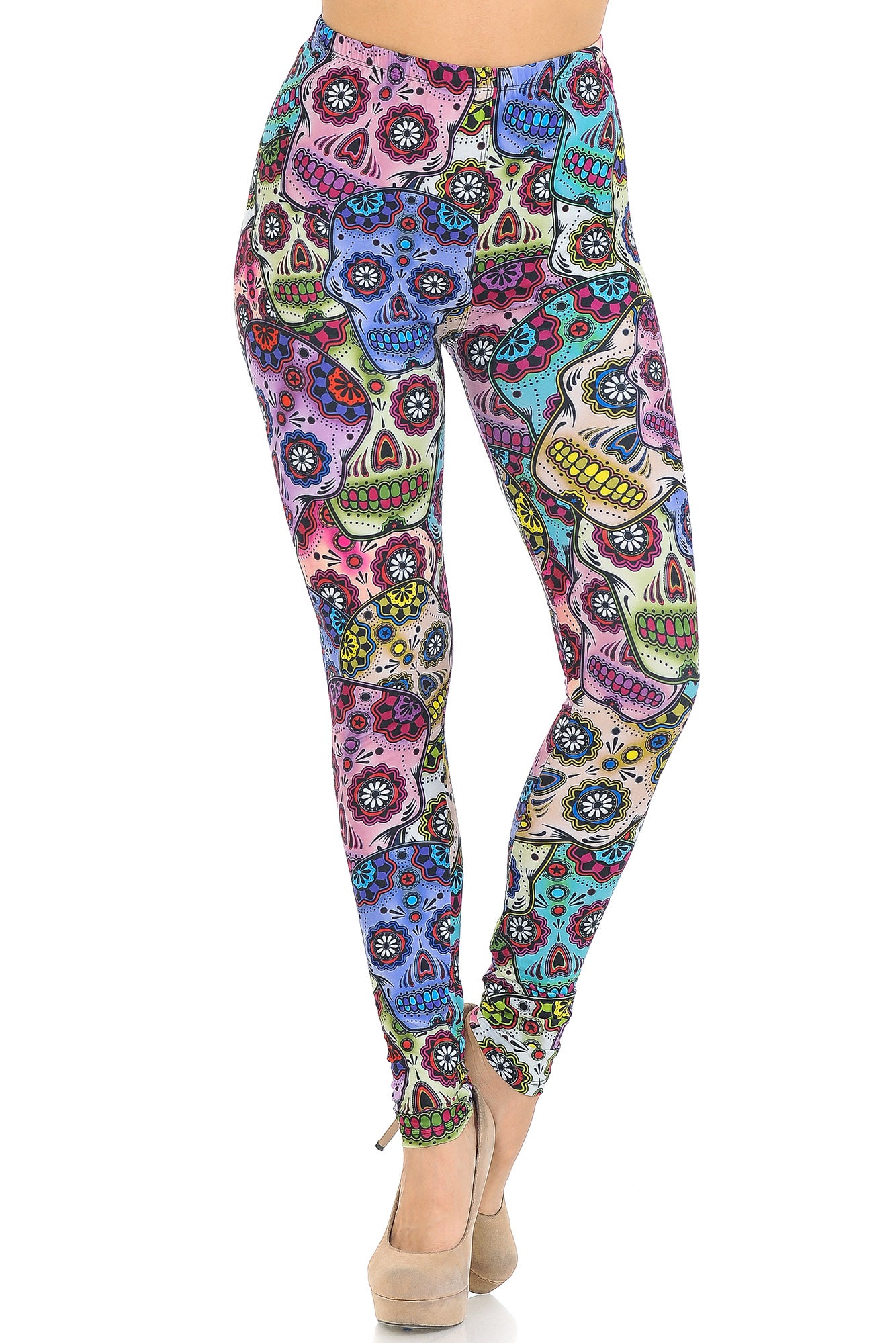 Wholesale Creamy Soft Sugar Skull Extra Small Leggings - USA Fashion