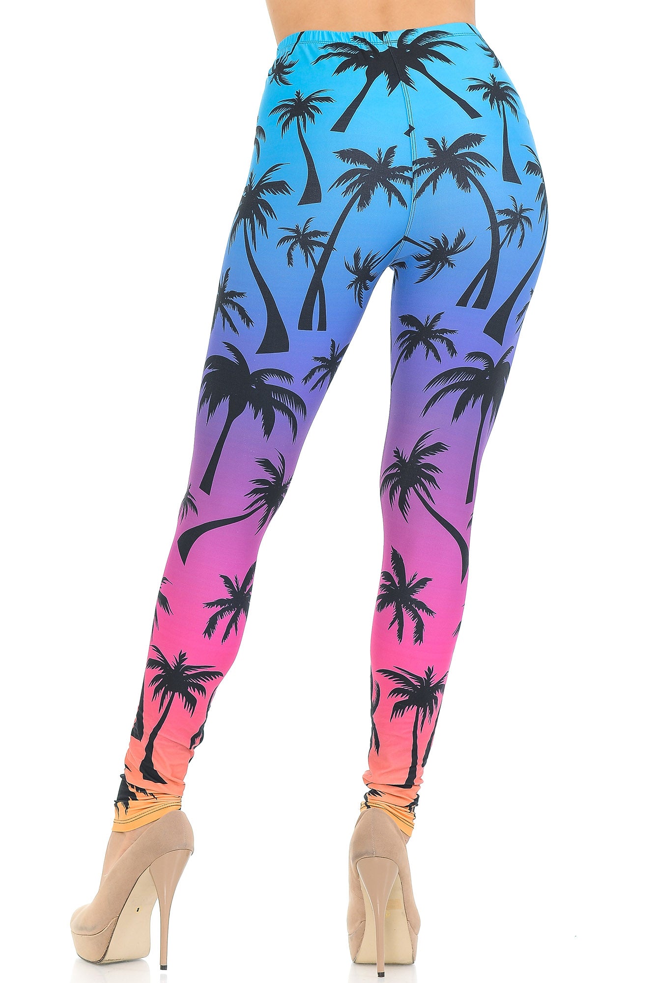 Wholesale Creamy Soft Ombre Palm Tree Extra Small Leggings - USA Fashion
