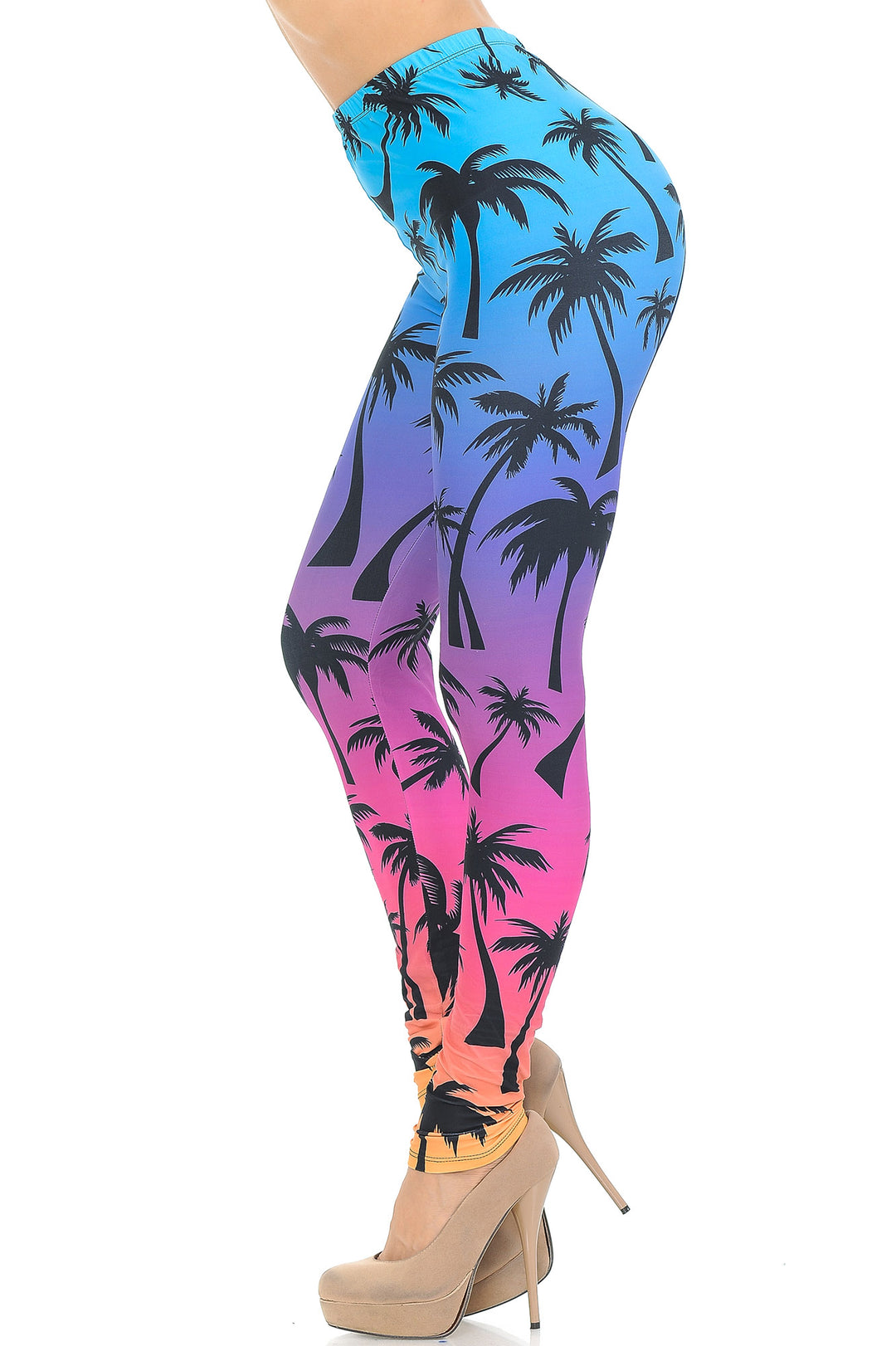 Wholesale Creamy Soft Ombre Palm Tree Extra Small Leggings - USA Fashion