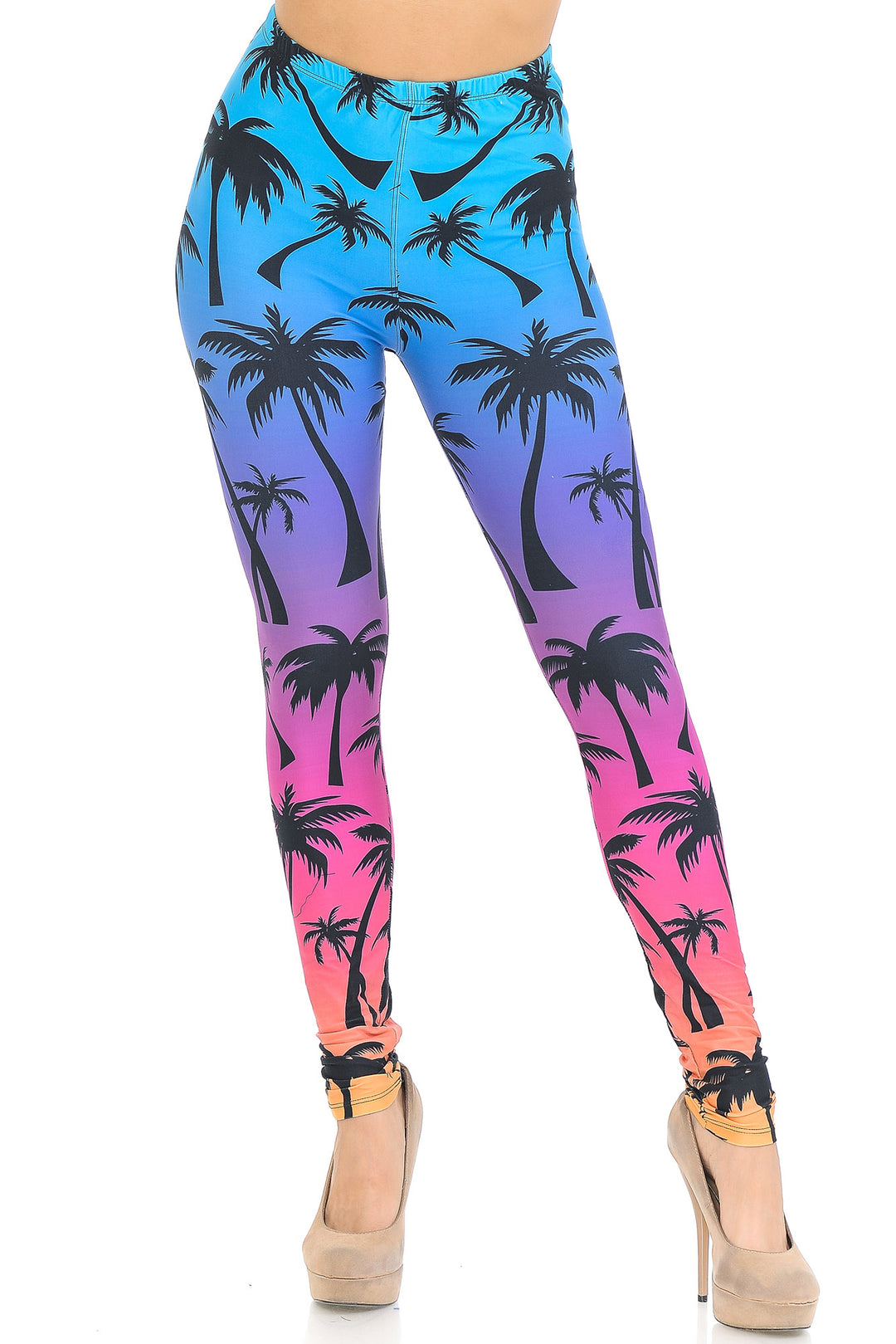 Wholesale Creamy Soft Ombre Palm Tree Extra Small Leggings - USA Fashion