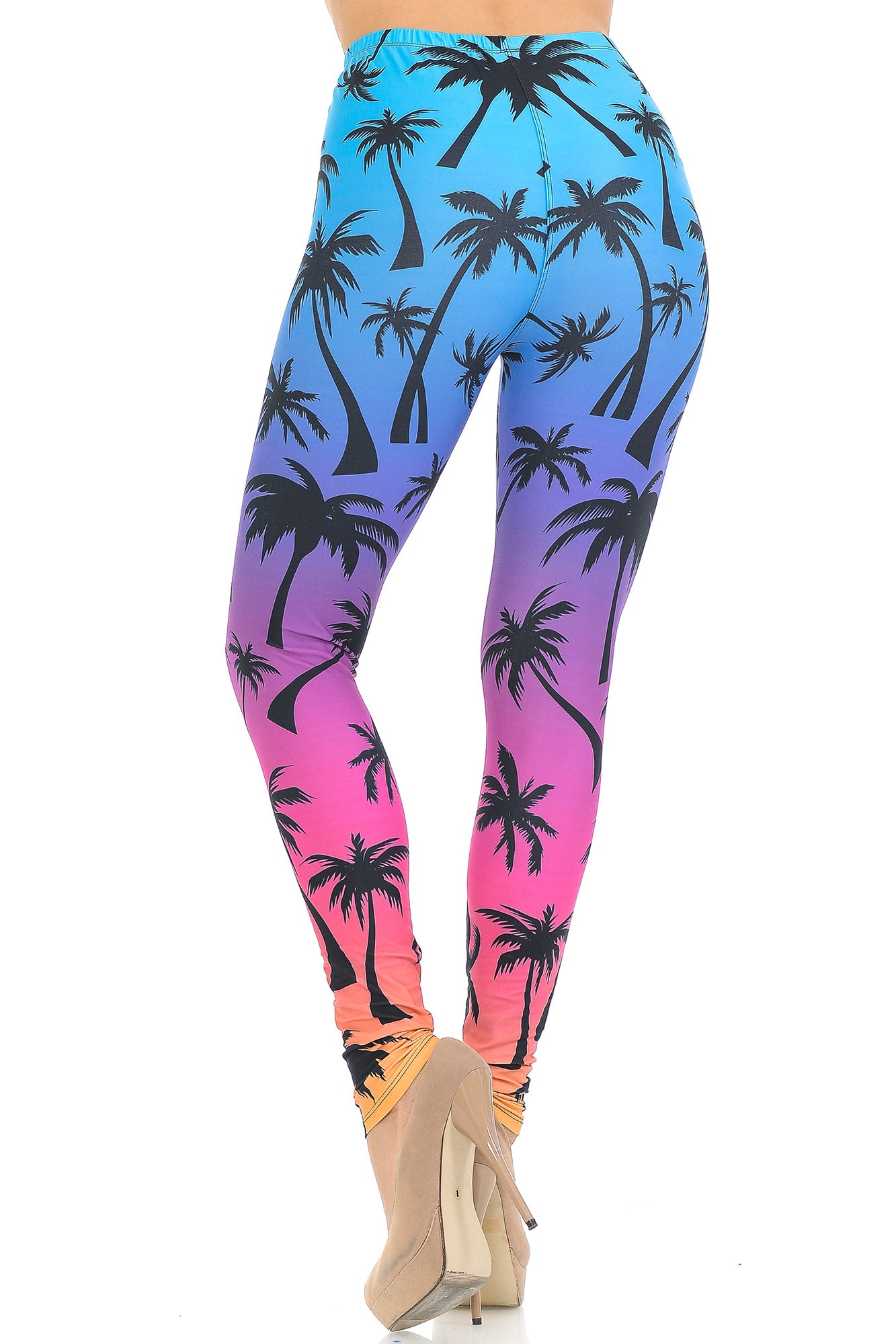 Wholesale Creamy Soft Ombre Palm Tree Extra Small Leggings - USA Fashion