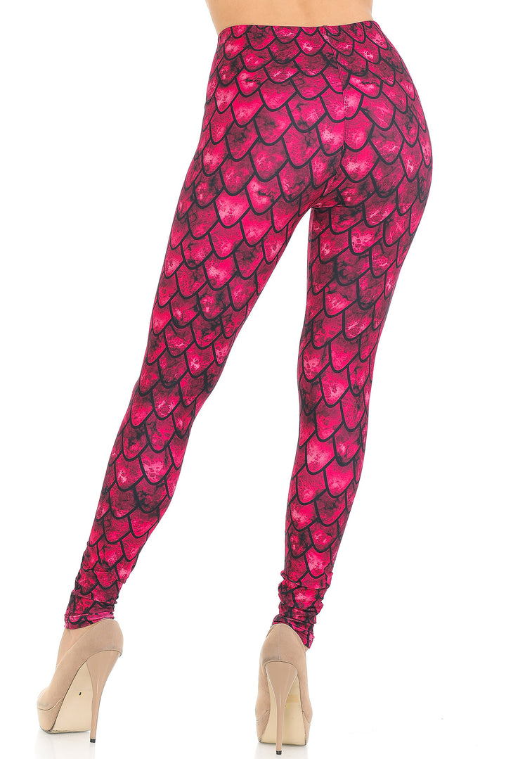 Wholesale Creamy Soft Red Scale Leggings - USA Fashion