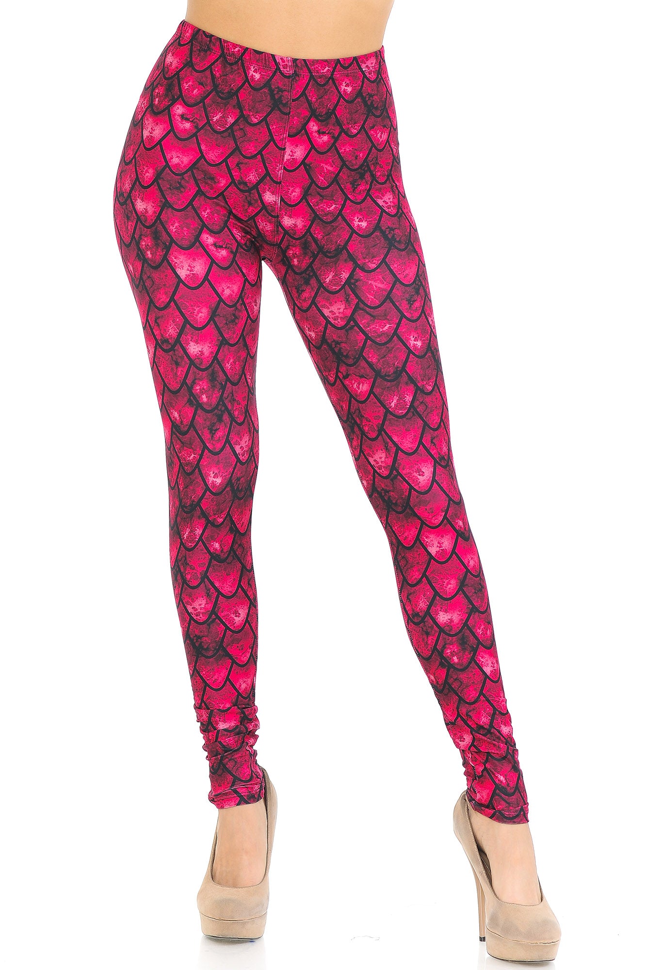 Wholesale Creamy Soft Red Scale Leggings - USA Fashion