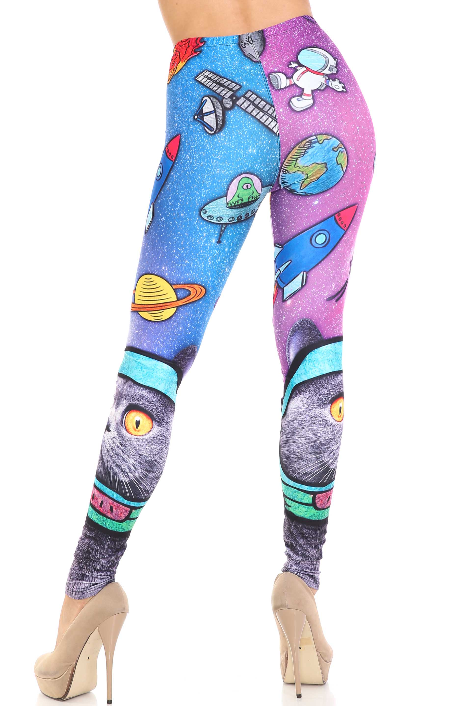 Wholesale Creamy Soft Space Cat Leggings - USA Fashion