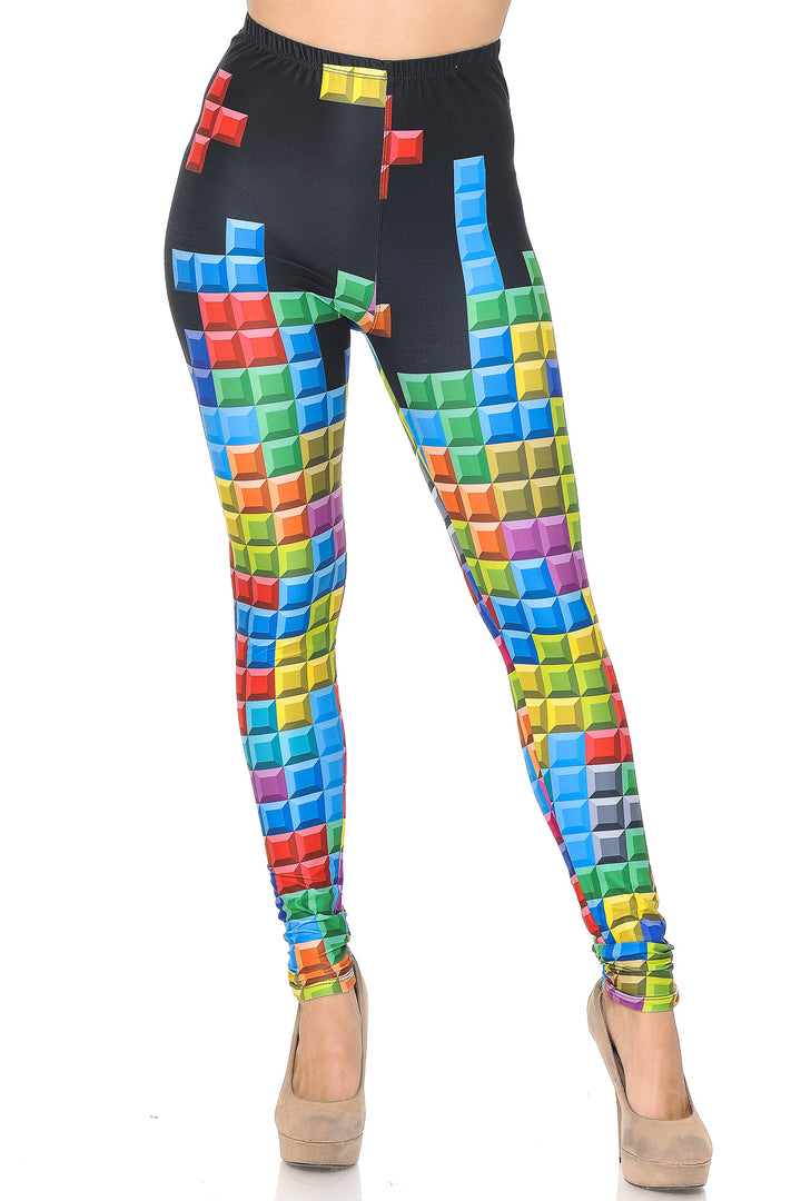 Wholesale Creamy Soft Tetris Leggings - USA Fashion