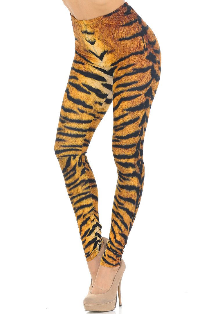 Wholesale Creamy Soft Tiger Print Extra Small Leggings - USA Fashion