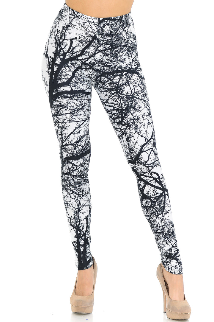 Wholesale Creamy Soft Photo Negative Tree Extra Small Leggings - USA Fashion