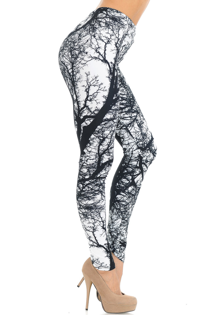 Wholesale Creamy Soft Photo Negative Tree Extra Small Leggings - USA Fashion