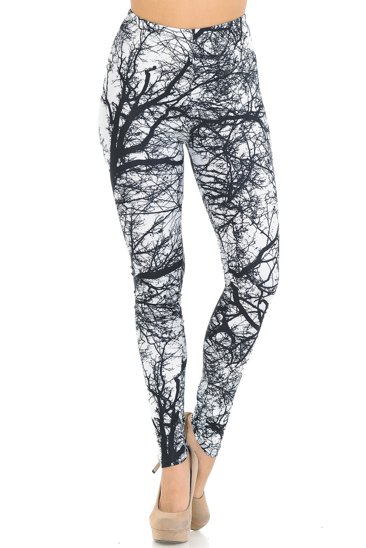 Wholesale Creamy Soft Photo Negative Tree Extra Small Leggings - USA Fashion