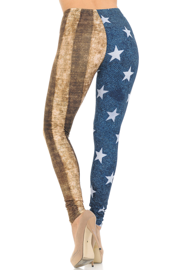 Wholesale Creamy Soft Vintage USA Flag Leggings - USA Fashion