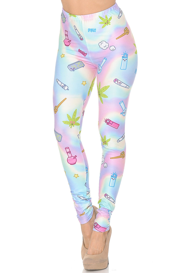Wholesale Creamy Soft Marijuana Life Extra Small Leggings - USA Fashion