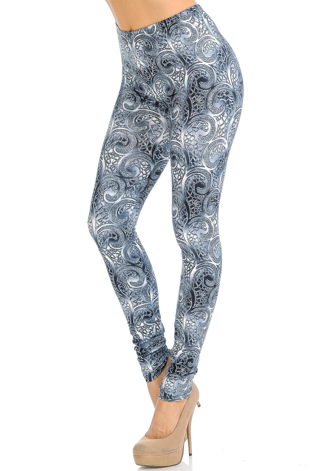 Wholesale Creamy Soft Swirling Crystal Glass Extra Small Leggings - USA Fashion