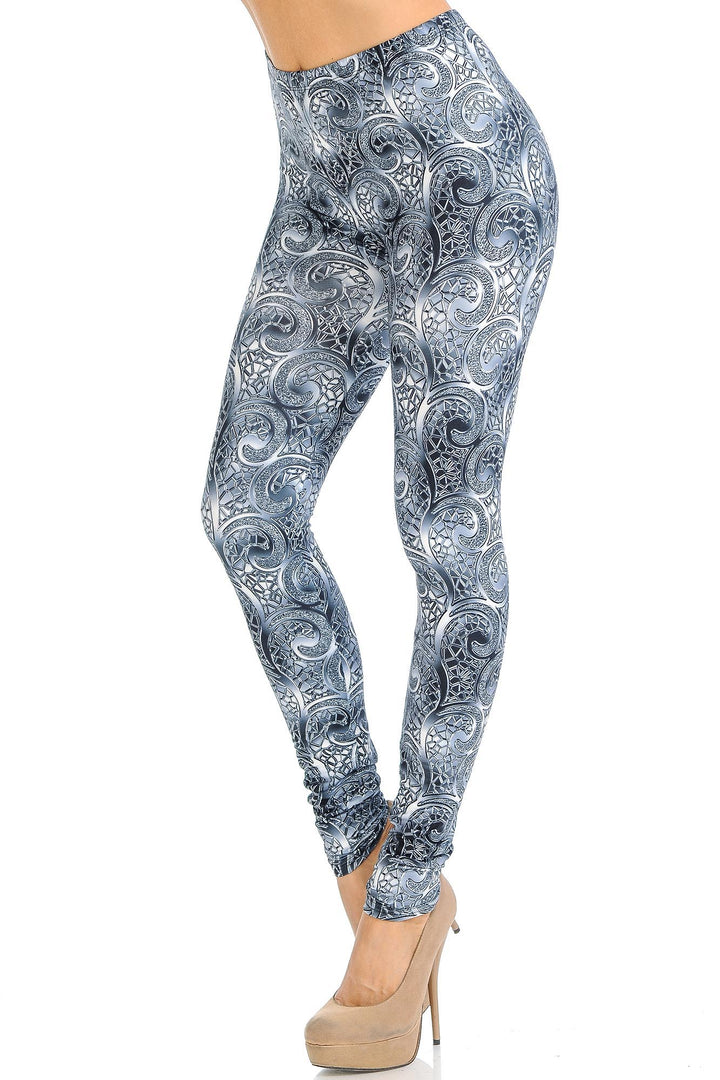 Wholesale Creamy Soft Swirling Crystal Glass Extra Small Leggings - USA Fashion