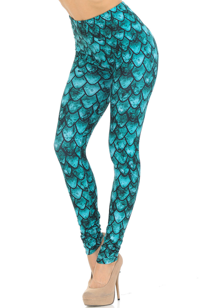Wholesale Creamy Soft Green Dragon Leggings - USA Fashion
