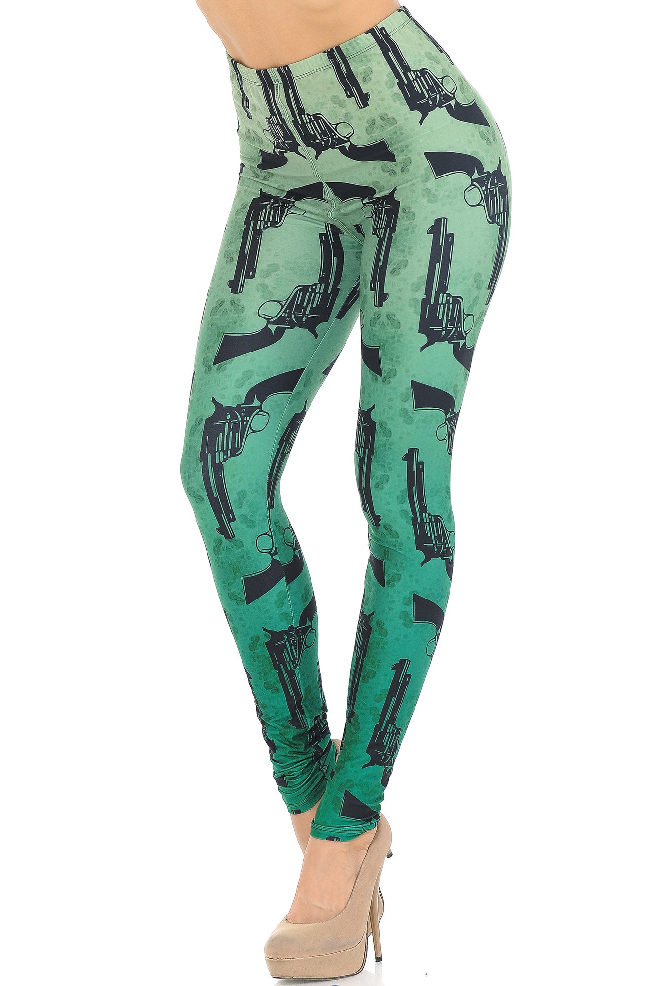 Wholesale Creamy Soft Ombre Green Guns Extra Small Leggings - USA Fashion