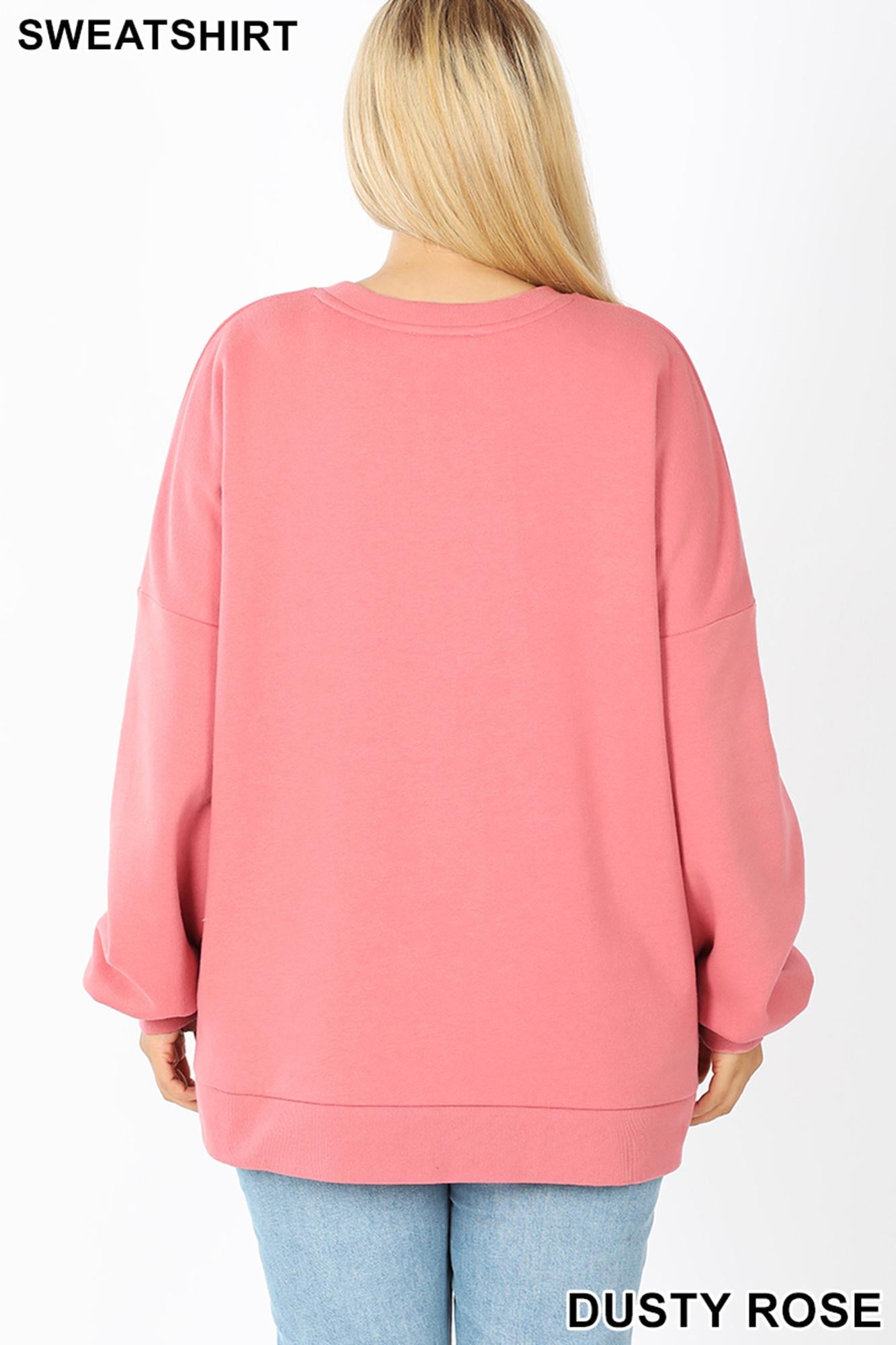 Wholesale Round Neck Hi-Low Hem Plus Size Sweatshirt