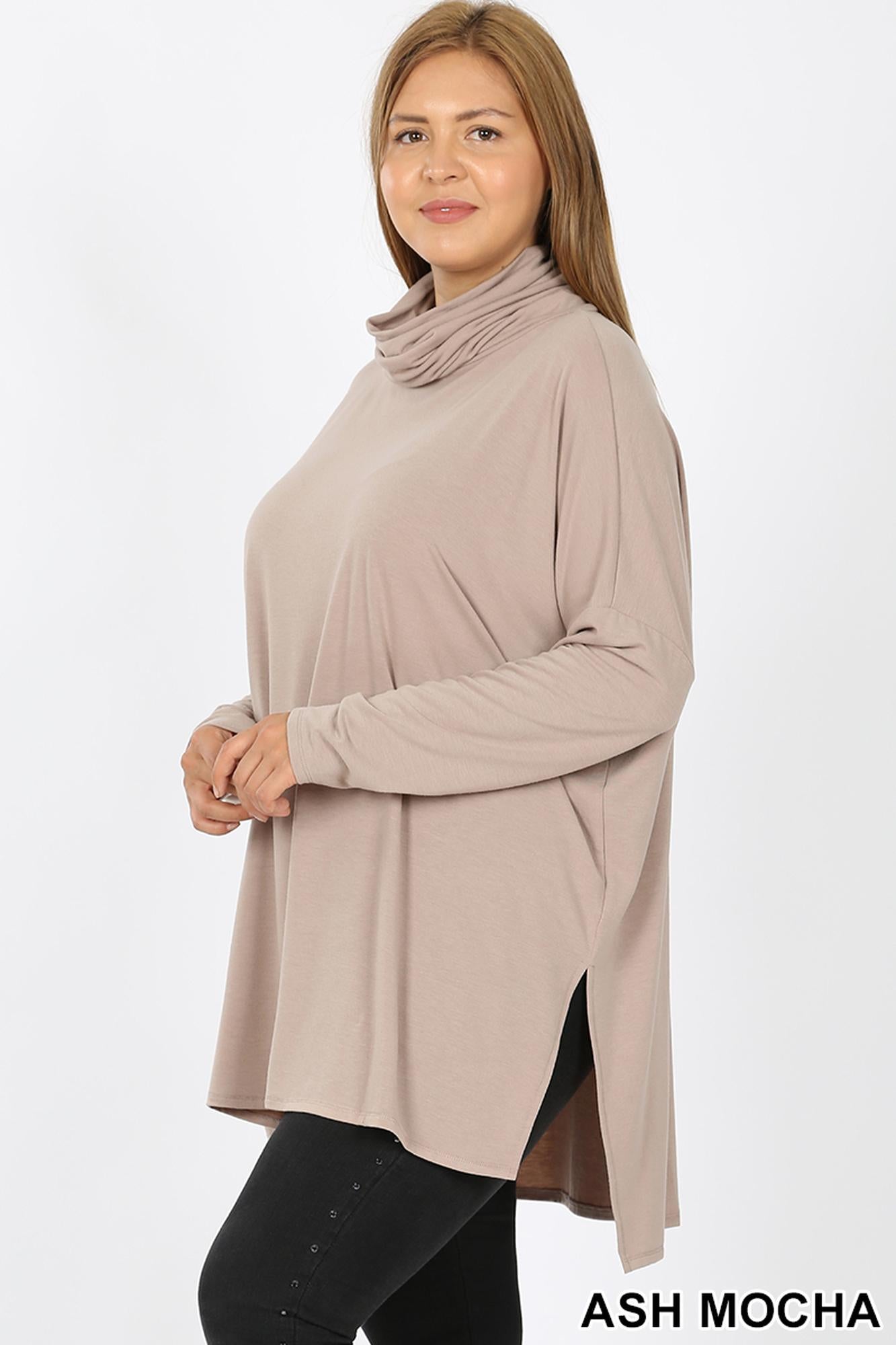 Wholesale Rayon Cowl Neck Dolman Sleeve Plus Size Top