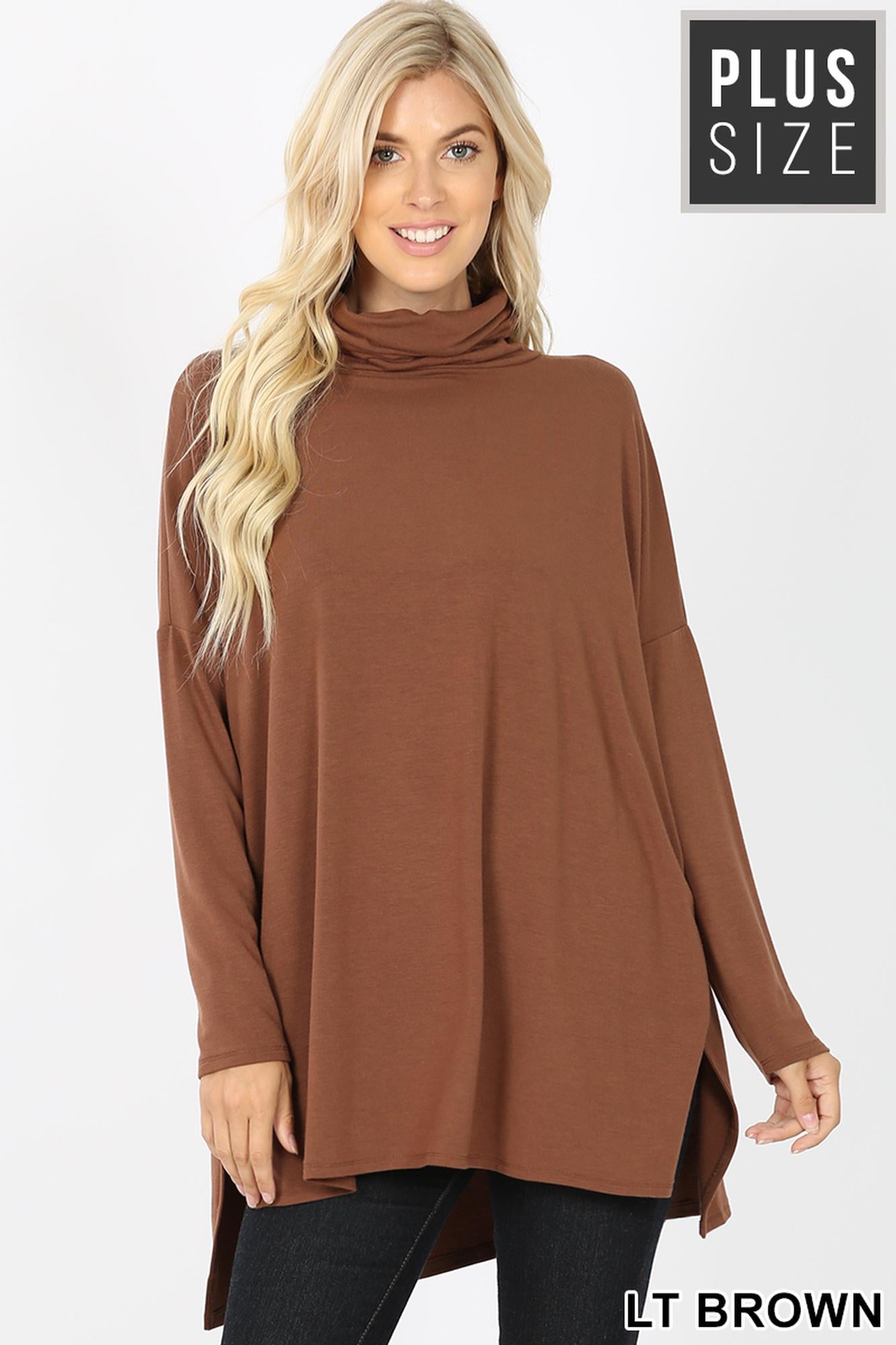 Wholesale Rayon Cowl Neck Dolman Sleeve Plus Size Top