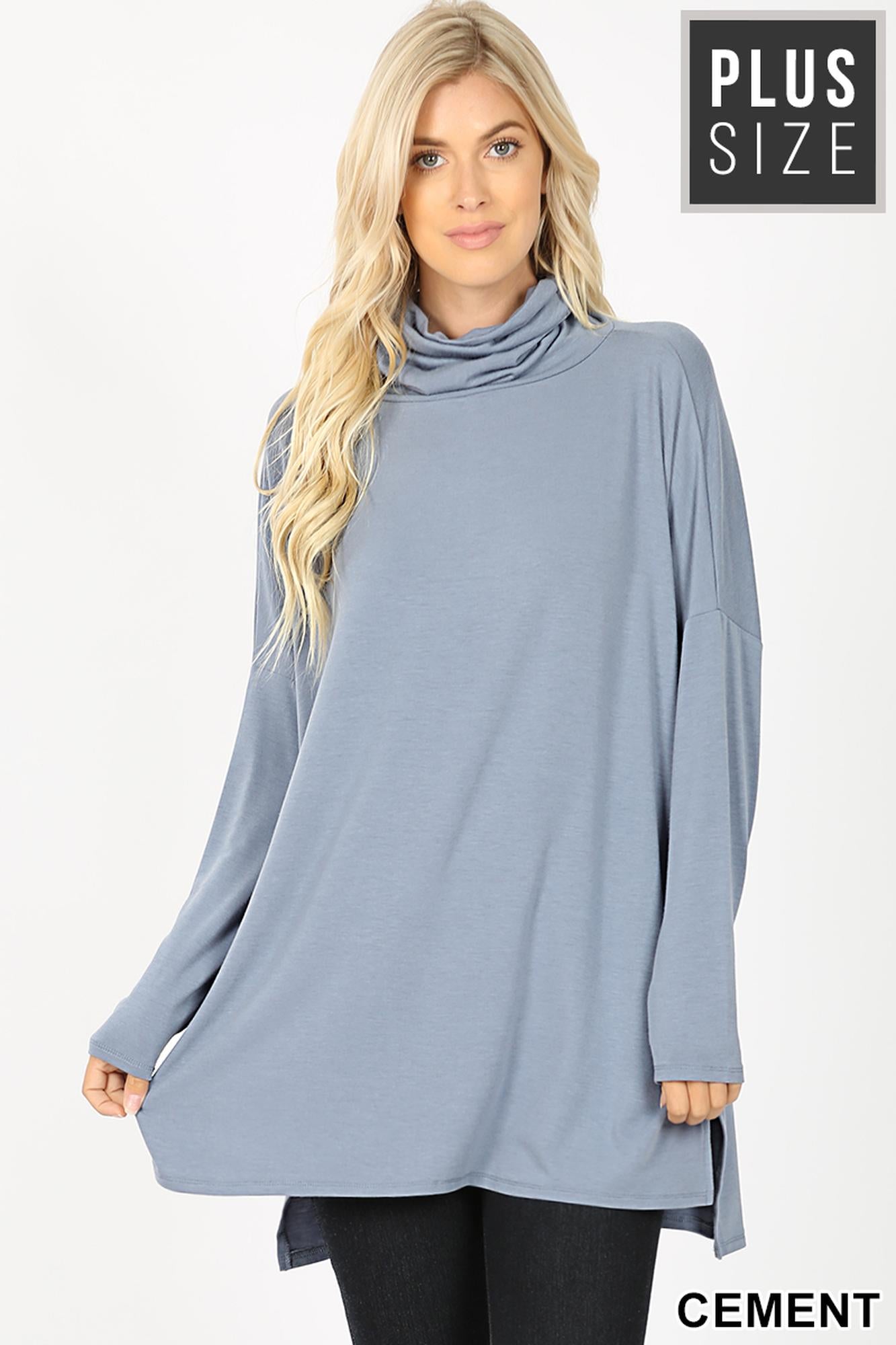Wholesale Rayon Cowl Neck Dolman Sleeve Plus Size Top