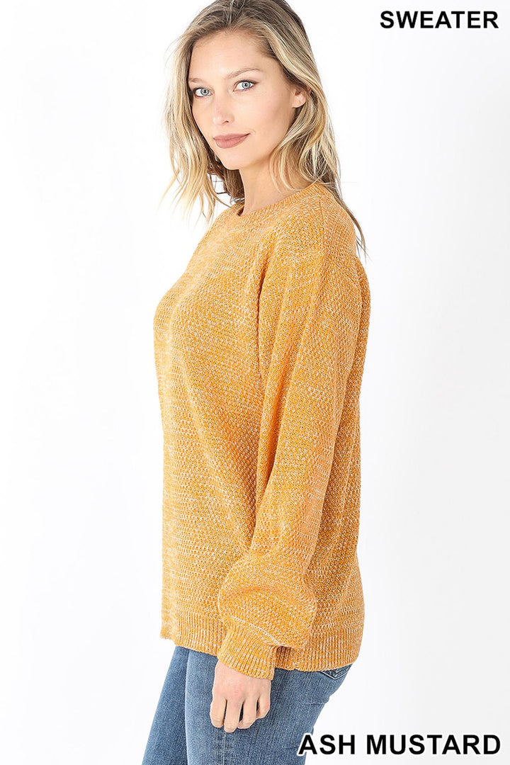 Wholesale Balloon Sleeve Melange Sweater